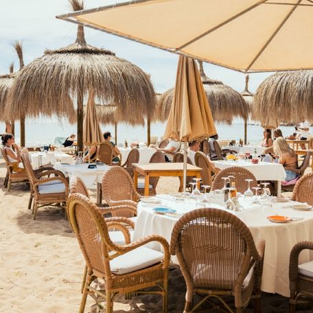Tropicana Ibiza tables and parasols